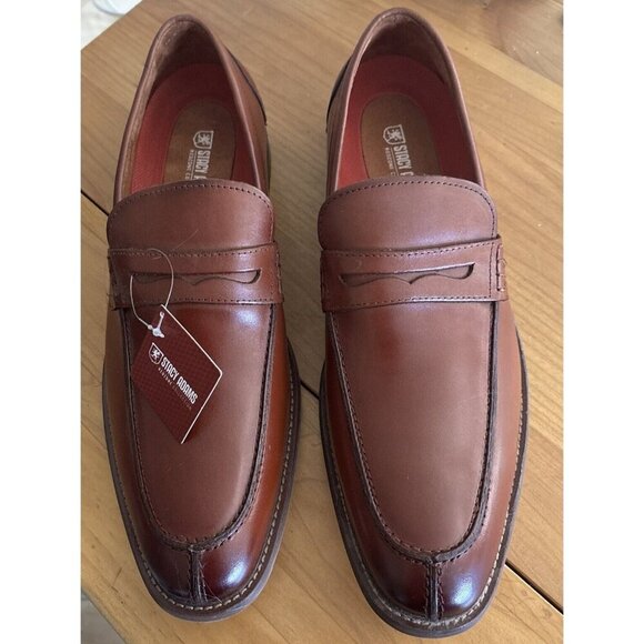 Mens  Stacy Adams Marlowe Algonquin Moc Toe Penny Slip On Cognac Leather 25550 main image 6